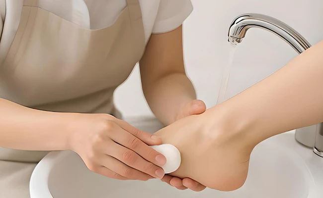 足部護理清潔指甲與指縫示意
