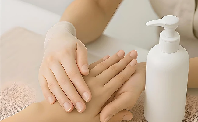 手部去角質護理過程特寫