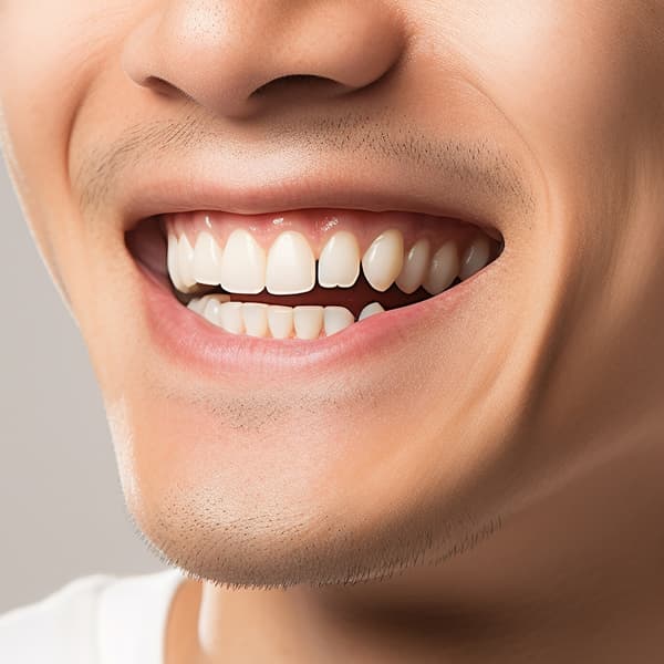 男性露出自然亮白牙齒微笑，呈現淨牙課程效果