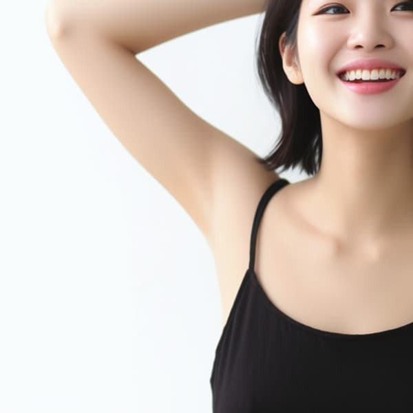 微涼腋下熱蠟除毛示意，女性腋下肌膚光滑